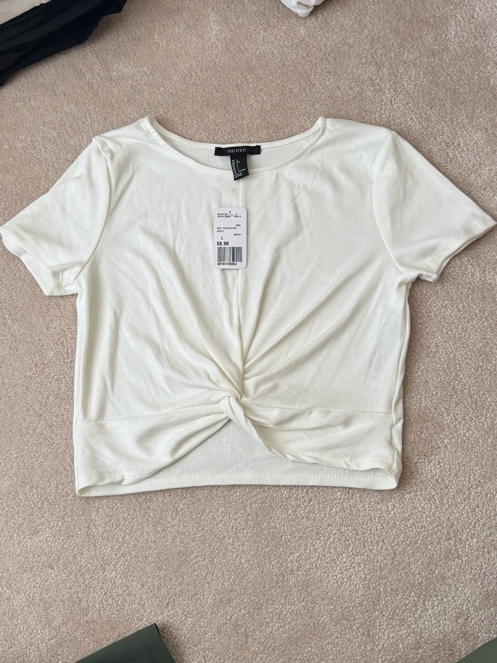Forever 21 Cream Twist-Front Crop Top